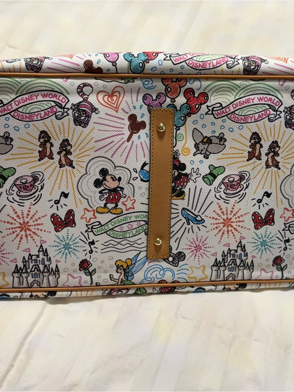 Dooney & Bourke Multicolor Disney Canvas Tote - White with Tan Trim